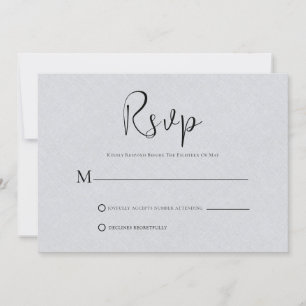 Ligera gris claro Tarjeta RSVP de guión negro simp