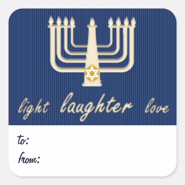 Ligera risa Amor Hanukkah Etiqueta de regalo (Anverso)