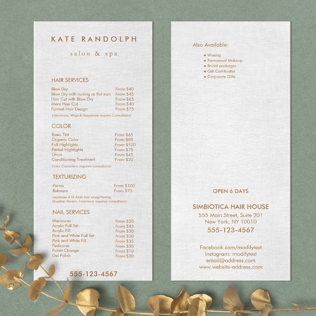Ligero Gris Salon Spa Lista de precios Menú Servic (Subido por el creador)