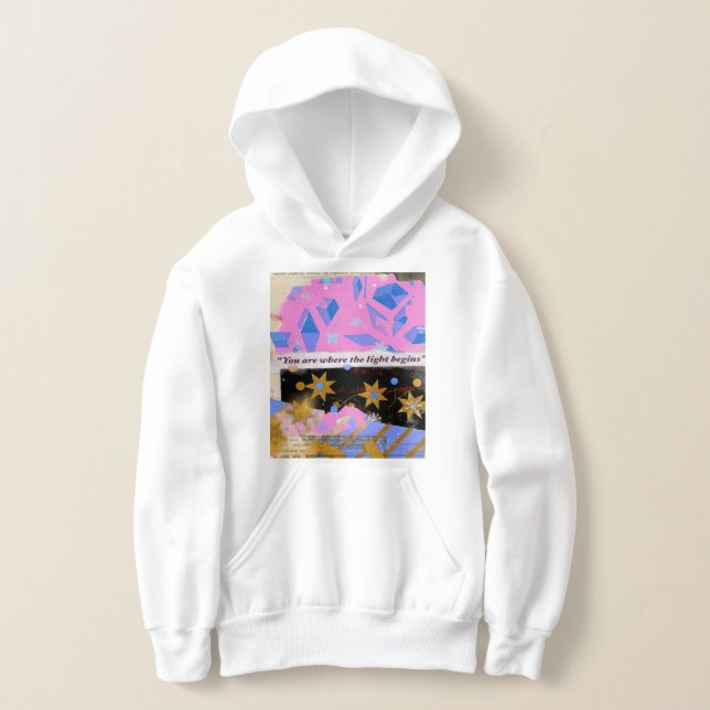 Light Begins Within – Pink and Gold Kids Hoodie (Distribución )