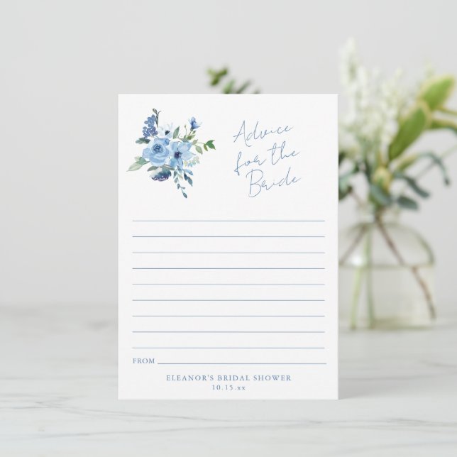 Light Blue Floral Advice for the Bride Card (Anverso de pie)