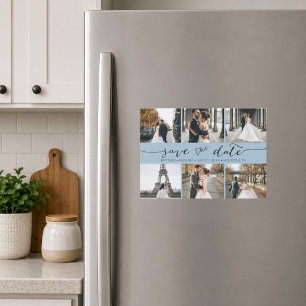 Light Blue Photo Collage Save the Date
