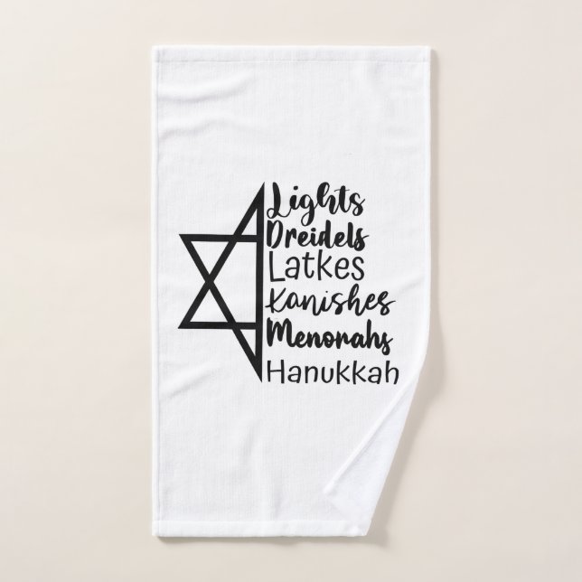 Light Dreidel Latke Kanish Menorah Hanukkah (Toalla de mano)