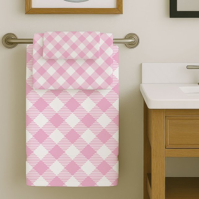 Light Pink Tartan Towels Chic and Cozy Bath Style (Light Pink Tartan Towels Chic and Cozy Bath Style)