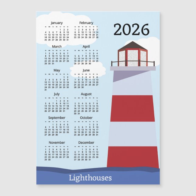 Lighthouse 2026 Calendar Magnetic Card (Anverso)