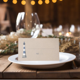 Lighthouse Kraft Boda Tarjeta de lugar plegado