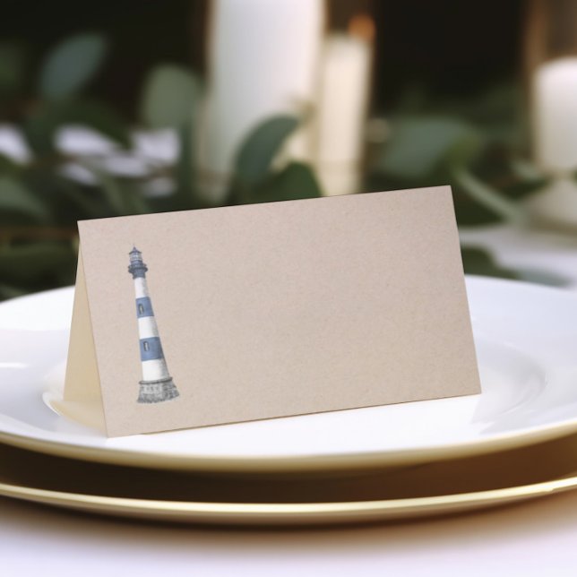 Lighthouse Kraft Boda Tarjeta de lugar plegado (Subido por el creador)