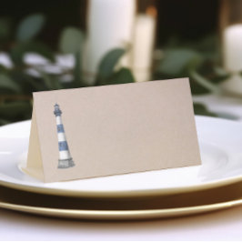 Lighthouse Kraft Boda Tarjeta de lugar plegado