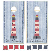 Lighthouse Nautical Rope Personalizado Cornhole Se
