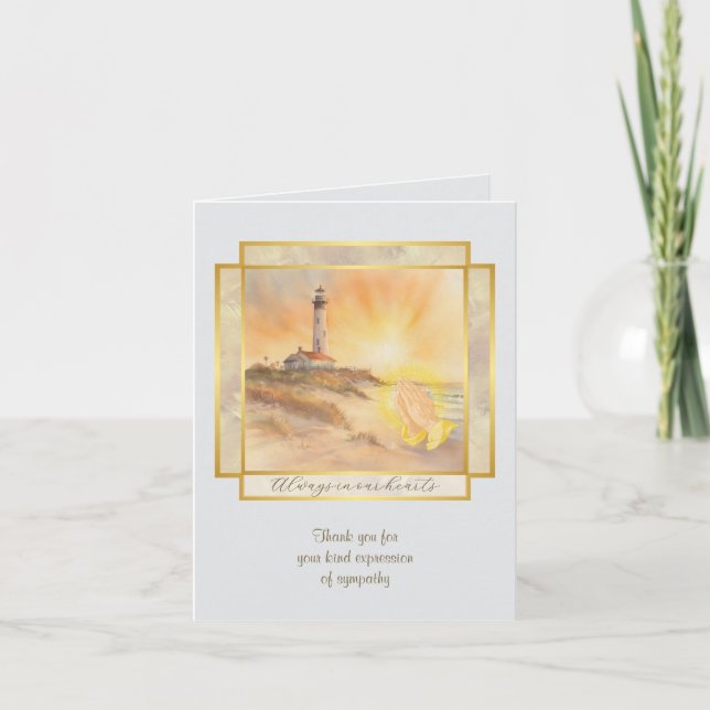 Lighthouse Sympathy Thank You Folded Note Card (Anverso)