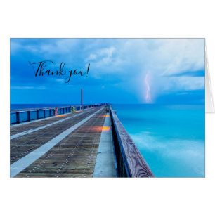 Lightning en Navarre Beach Pier Tarjeta de agradec