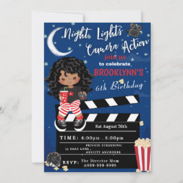 Lights Camera Movie Night Birday Invitation Card
