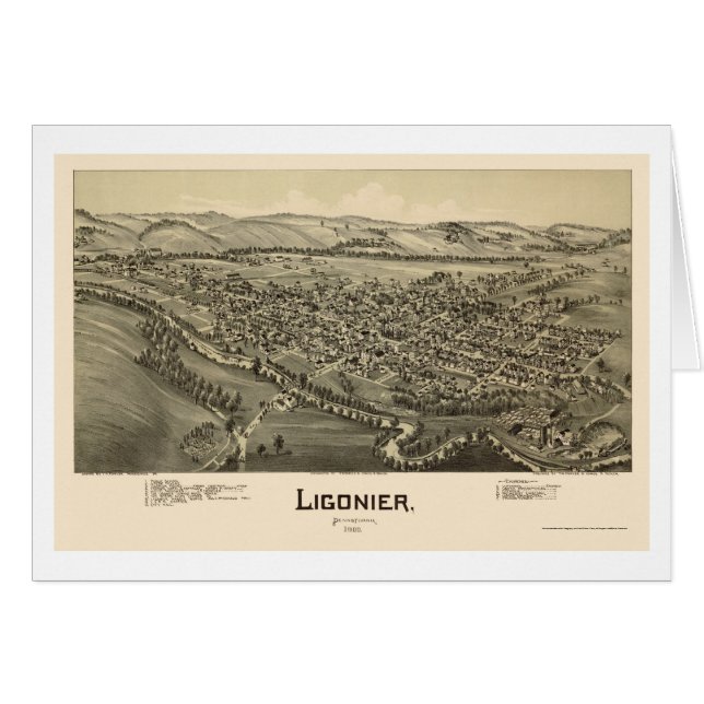 Ligonier, mapa panorámico del PA - 1900 (Anverso (Horizontal))