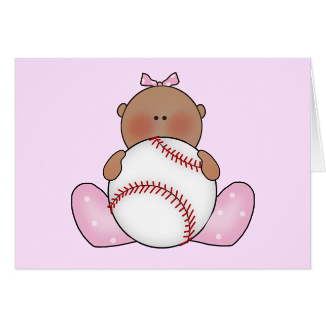 Lil Baseball Baby Girl - Ethnic Blank Card (Anverso (Horizontal))