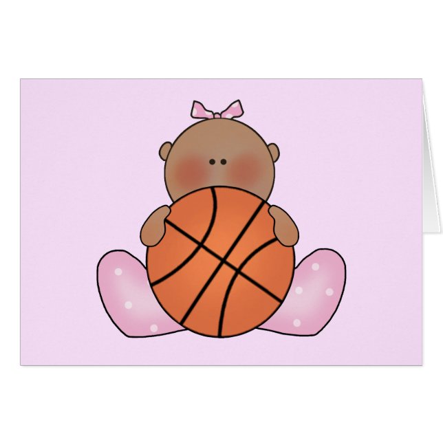 Lil Basketball Baby Girl - Ethnic Blank Card (Anverso (Horizontal))