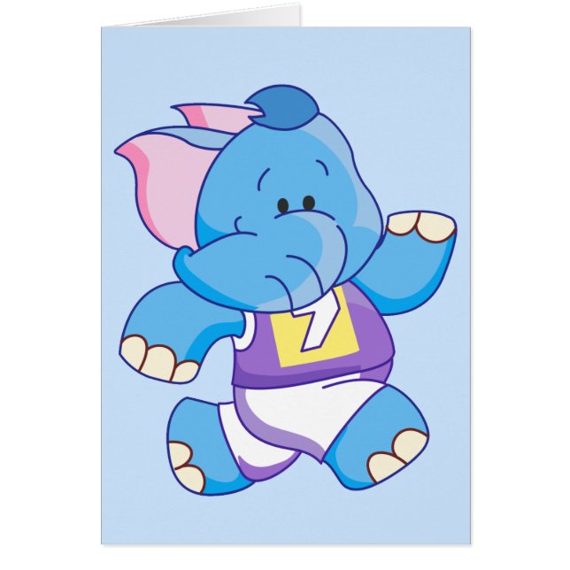 Lil Blue Elephant Run Blank Card (Frente)