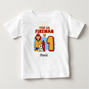 Lil Fireman Primer cumpleaños Bebé Camiseta