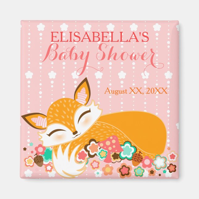Lil Foxie Cub - imán de encargo de Baby Shower (Frente)