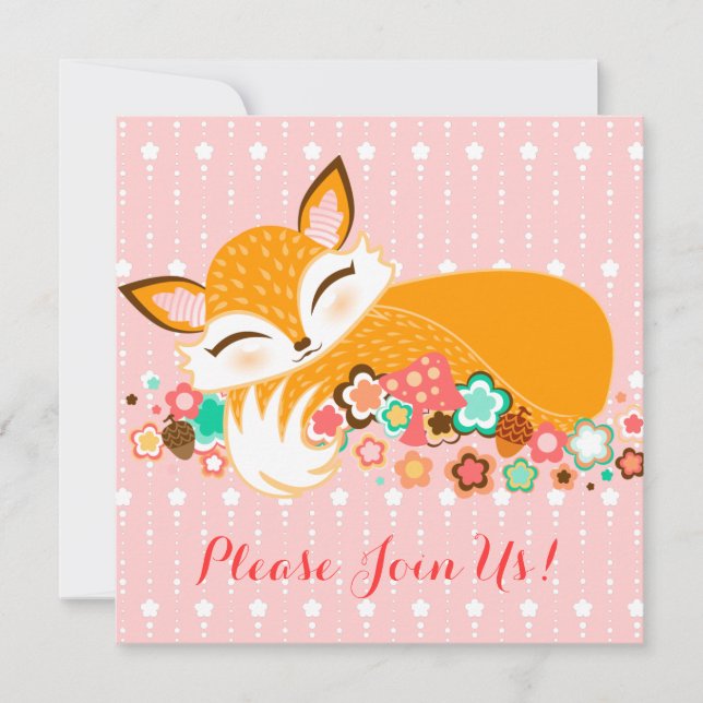 Lil Foxie Cub - invitaciones de encargo de Baby (Anverso)