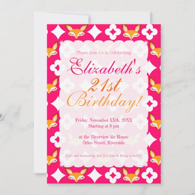 Lil Foxie - invitaciones lindas del personalizado (Anverso)