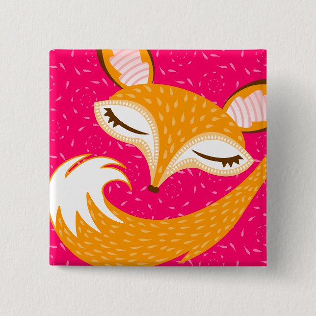 Lil Foxie - Pin soñoliento lindo del botón del Fox (Anverso)