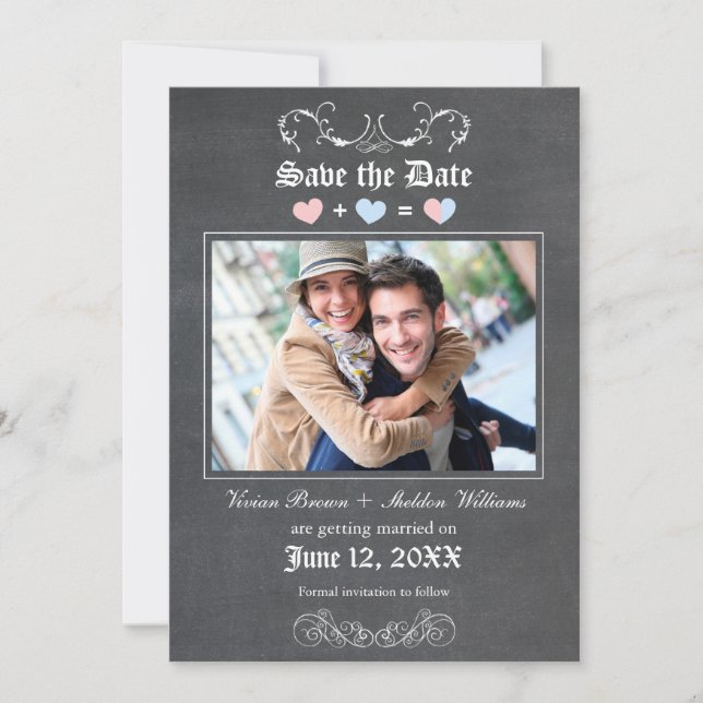 Lil Hearts Pizarra Acrílica Anuncio de Boda Foto S (Anverso)