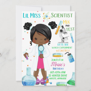 Lil Miss Científica Tarjeta de invitación de cumpl