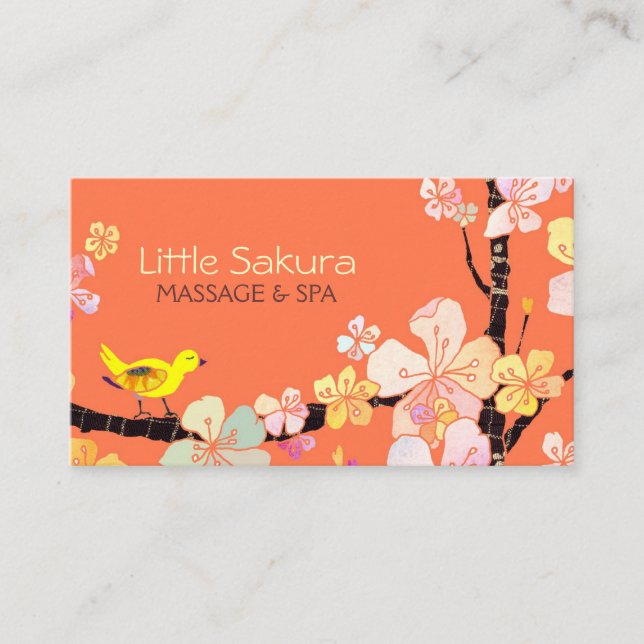 Lil Sakura Bird Masaje + Tarjeta De Cita Spa (Anverso)