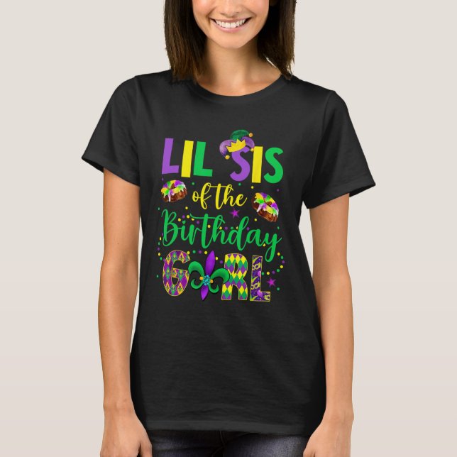 Lil Sis De La Camisa Chica De Cumpleaños Mardi Gra (Anverso)