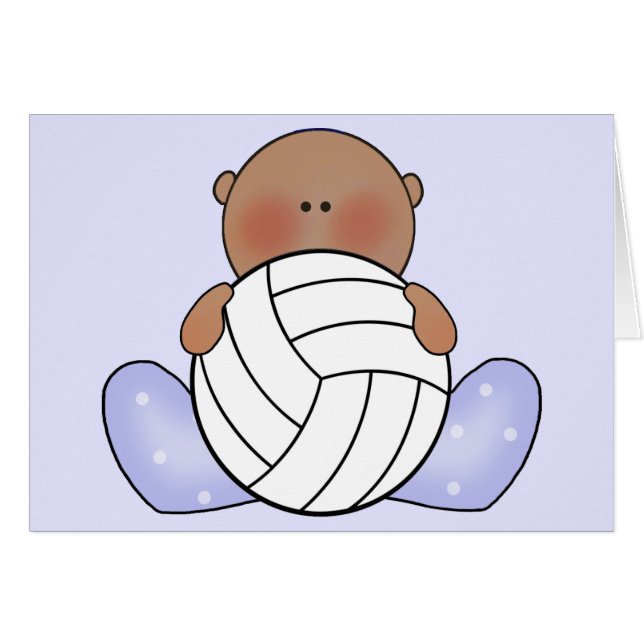 Lil Volleyball Baby Boy - Ethnic Blank Card (Anverso (Horizontal))