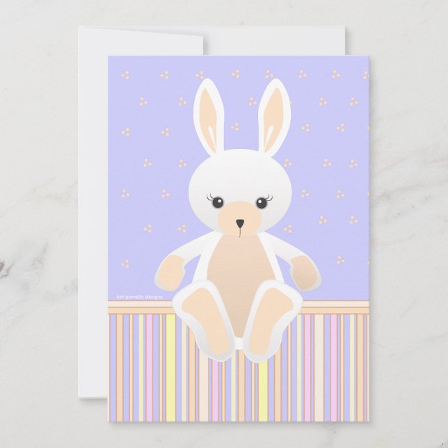 Lil White Bunny Invitación a Baby Shower (Anverso)