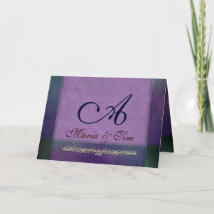 Lila elegante y tarjetas púrpuras del monograma