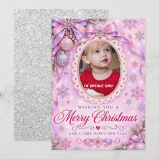 Lila Glitter Navidad Foto Fiesta Brillante Rosa