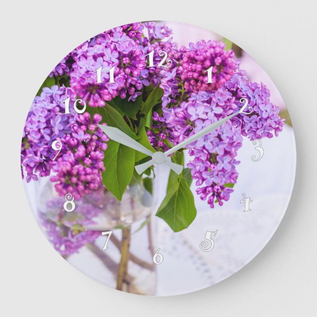 Lila hermosa en el florero, reloj de pared (Anverso)