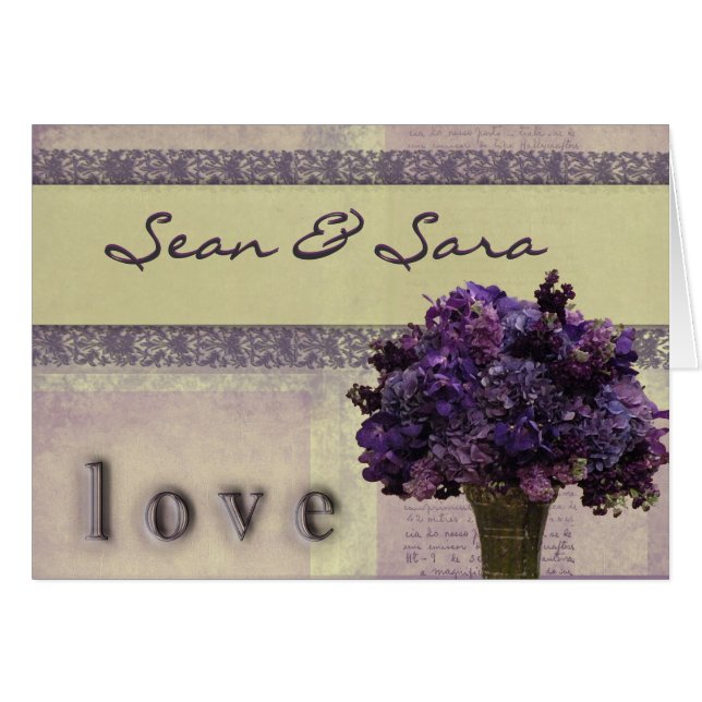 Lila pasada de moda y flores rosadas (Anverso (Horizontal))