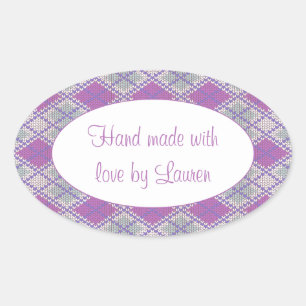LILAC AGYLE KNIT Oval Pegatinas "Hand Made"