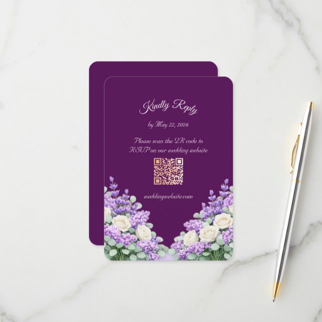 Lilac and Lavender RSVP Enclosure Card (Anverso/Reverso In Situ)