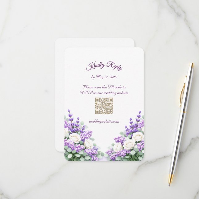 Lilac and Lavender RSVP Enclosure Card (Anverso/Reverso In Situ)