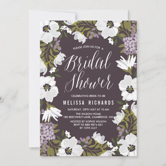 Lilac Anemone Blooms Bridal Shower Invitación (Anverso)