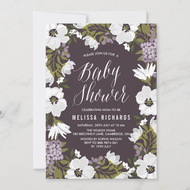 Lilac Anemone Blooms Invitación Baby Shower (Anverso)