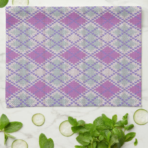 LILAC ARGYLE KNIT Kitchen Dish Toalla