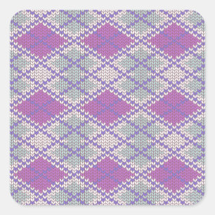 LILAC ARGYLE KNIT Pequeños Pegatinas Cuadrados