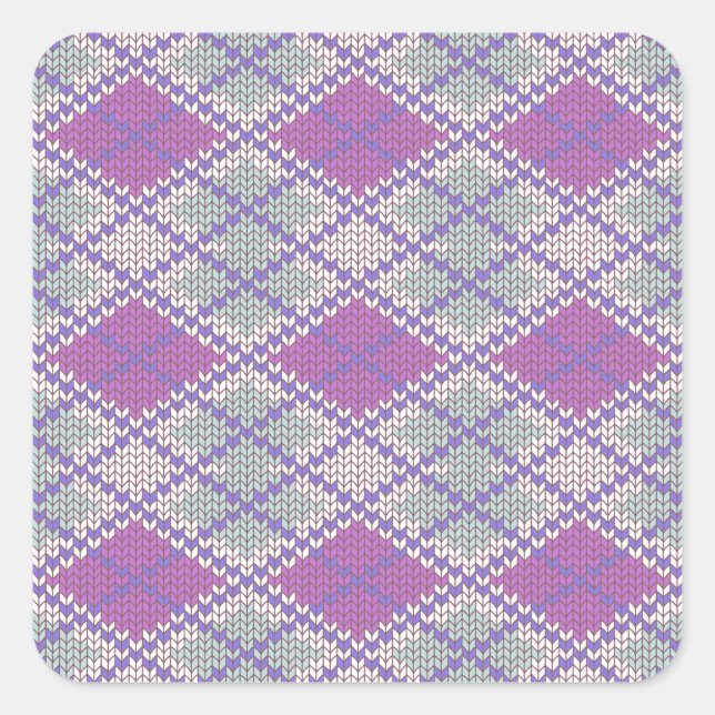 LILAC ARGYLE KNIT Pequeños Pegatinas Cuadrados (Anverso)