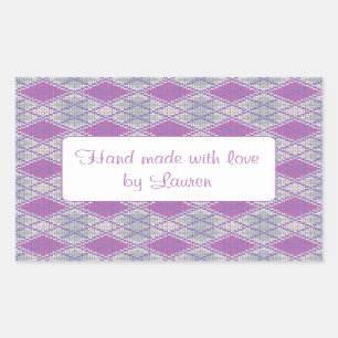 LILAC ARGYLE KNIT Rectangle "Hand Made" Pegatinas