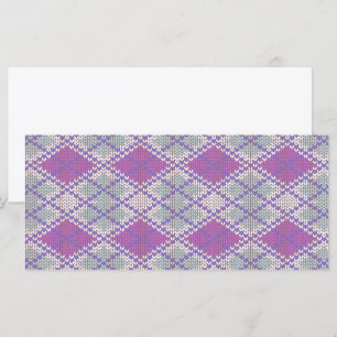 LILAC ARGYLE TEJIDO 4x9 Tarjeta plana / Horizontal