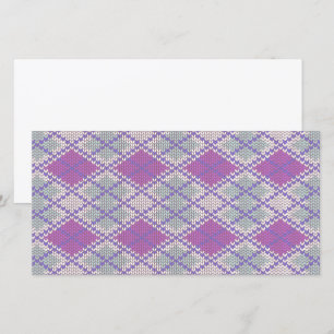 LILAC ARGYLE TEJIDO 8x4 Tarjeta plana / Horizontal