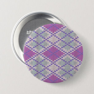 LILAC ARGYLE TEJIDO Botón de Alfiler Redondo
