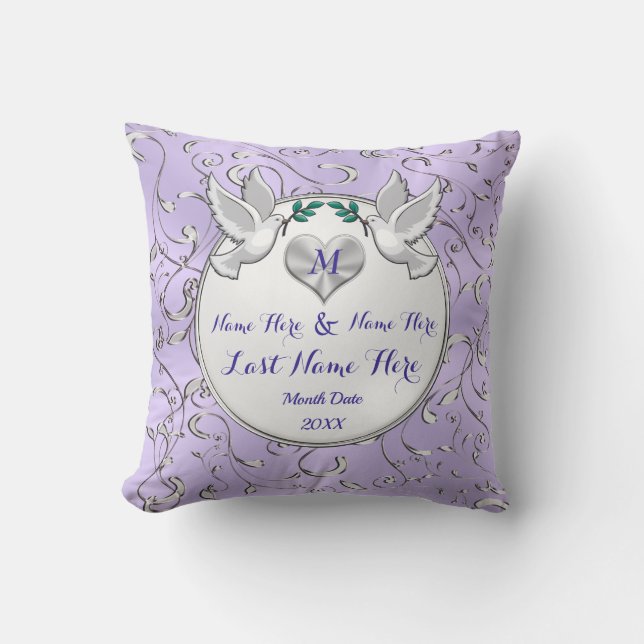 Lilac asombroso, almohadas Bodas personalizadas bl (Anverso)