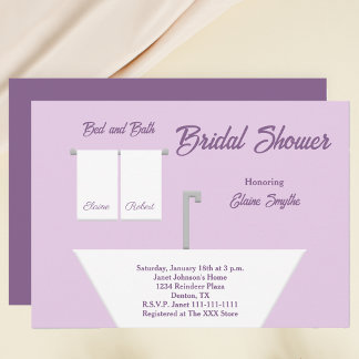 Lilac Bed and Bed Bridal Shower Invitación