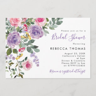 lilac color rosa flores de novia invitación a la d